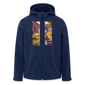 super cute animals on a farm – cat - Men’s Recycled Softshell Jacket by Stanley/Stella - navy - Front - AI Model Male 185 light (185cm)