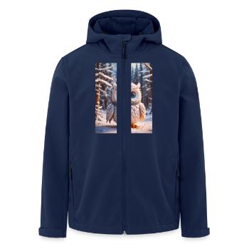 super cute animals in a forest – snow owl - Men’s Recycled Softshell Jacket by Stanley/Stella - navy - Front - AI Model Male 185 light (185cm)