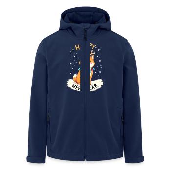 Shiba Dog feiert Silvester in Weihnachtslichtern - Recycelte Männer Softshell-Jacke von Stanley/Stella - Navy - Vorne - AI Model Male 185 light (185cm)