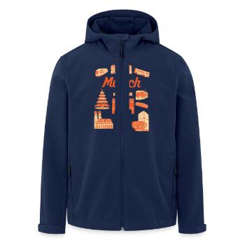 Illustration des sites touristiques de Munich - Veste softshell homme en polyester recyclé Stanley/Stella - marine - Devant - AI Model Male 185 light (185cm)