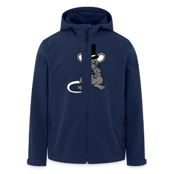 M. Souris chapeau haut de forme monocle lunettes riche M. - Veste softshell homme en polyester recyclé Stanley/Stella - marine - Devant - AI Model Male 185 light (185cm)