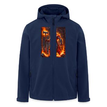Svarog, slawischer Gott des Feuers, des Schmiedens und des Himmlischen - Recycelte Männer Softshell-Jacke von Stanley/Stella - Navy - Vorne - AI Model Male 185 light (185cm)