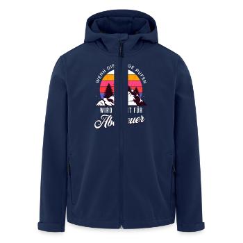 Wenn die Berge rufen wird es Zeit für Abenteuer - Recycelte Männer Softshell-Jacke von Stanley/Stella - Navy - Vorne - AI Model Male 185 light (185cm)