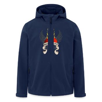 Burning Love (Heart & Banner) 04 - Men’s Recycled Softshell Jacket by Stanley/Stella - navy - Front - AI Model Male 185 light (185cm)