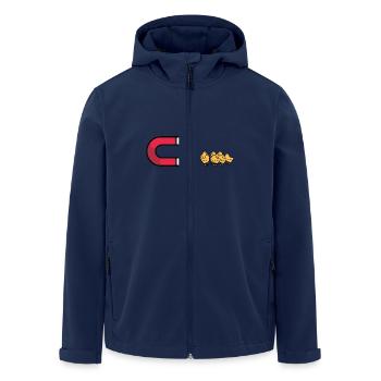 Lustiger Magnet zieht Küken an Cartoon-Design - Recycelte Männer Softshell-Jacke von Stanley/Stella - Navy - Vorne - AI Model Male 185 light (185cm)