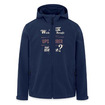 Wichtigere Berufe als - UPS Fahrer - rot retro - - Recycelte Männer Softshell-Jacke von Stanley/Stella - Navy - Vorne - AI Model Male 185 light (185cm)