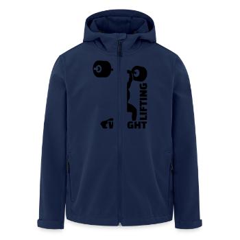 Weightlifting - Men’s Recycled Softshell Jacket by Stanley/Stella - navy - Front - AI Model Male 185 light (185cm)