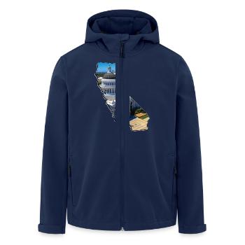 California Capitol on California Map - Men’s Recycled Softshell Jacket by Stanley/Stella - navy - Front - AI Model Male 185 light (185cm)