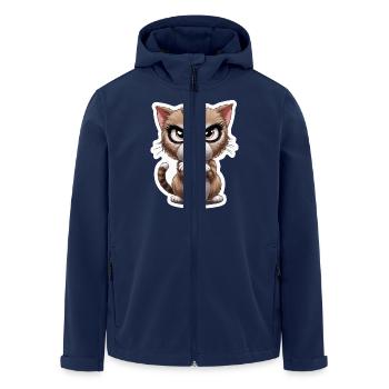 Funny grim cat – cartoon motif for animal friend - Men’s Recycled Softshell Jacket by Stanley/Stella - navy - Front - AI Model Male 185 light (185cm)