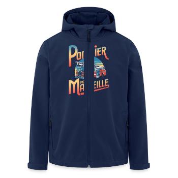 Pompier Pro de Marseille - Veste softshell homme en polyester recyclé Stanley/Stella - marine - Devant - AI Model Male 185 light (185cm)