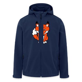 Renard, Mauvais œil, Dangereux, Renard roux, Animal sauvage - Veste softshell homme en polyester recyclé Stanley/Stella - marine - Devant - AI Model Male 185 light (185cm)