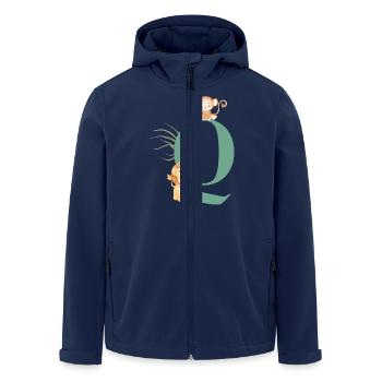 Letter Q Green Jungle Animals - Men’s Recycled Softshell Jacket by Stanley/Stella - navy - Front - AI Model Male 185 light (185cm)