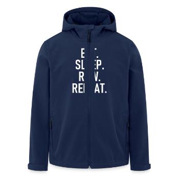 Eat Sleep Row Repeat - Essen Schlafen Rudern Wiede - Recycelte Männer Softshell-Jacke von Stanley/Stella - Navy - Vorne - AI Model Male 185 light (185cm)