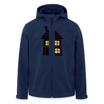 night light window dark black sweet little cottage - Men’s Recycled Softshell Jacket by Stanley/Stella - navy - Front - AI Model Male 185 light (185cm)