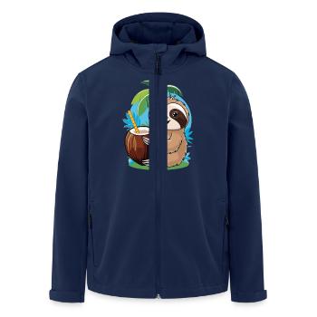 Relaxed Faultier mit Kokosnuss – Sommer-Vibes - Recycelte Männer Softshell-Jacke von Stanley/Stella - Navy - Vorne - AI Model Male 185 light (185cm)