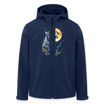 Wolf and Moon – Mystical Work of Art - Men’s Recycled Softshell Jacket by Stanley/Stella - navy - Front - AI Model Male 185 light (185cm)