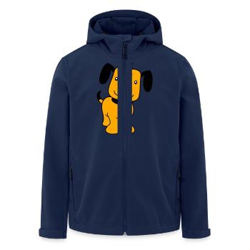 Dog Stands Cute Little Happy Puppy Pet - Men’s Recycled Softshell Jacket by Stanley/Stella - navy - Front - AI Model Male 185 light (185cm)
