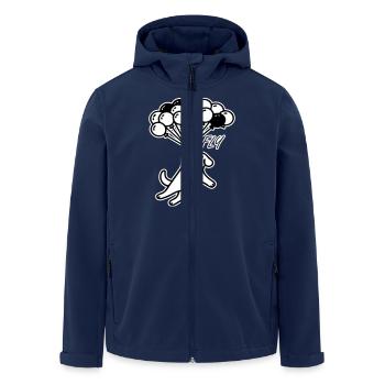 Hund fliegt mit Luftballons davon - Fly Design - Recycelte Männer Softshell-Jacke von Stanley/Stella - Navy - Vorne - AI Model Male 185 light (185cm)