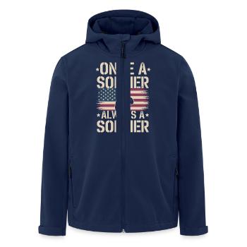 Soldat militaire vétéran - Veste softshell homme en polyester recyclé Stanley/Stella - marine - Devant - AI Model Male 185 light (185cm)