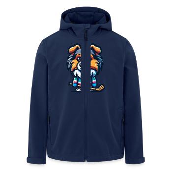 Icehockey Sheltie Comic Hund Eishockey - Recycelte Männer Softshell-Jacke von Stanley/Stella - Navy - Vorne - AI Model Male 185 light (185cm)