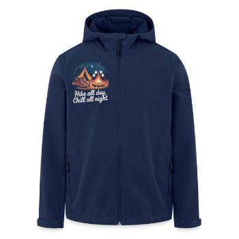 Hike All Day, Chill All Night – Camping-Abenteuer - Recycelte Männer Softshell-Jacke von Stanley/Stella - Navy - Vorne - AI Model Male 185 light (185cm)