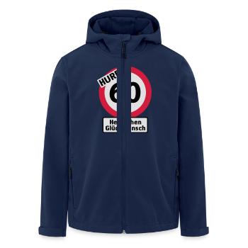 Hurra 60. Geburtstag - Herzlichen Glückwünsch | - Recycelte Männer Softshell-Jacke von Stanley/Stella - Navy - Vorne - AI Model Male 185 light (185cm)