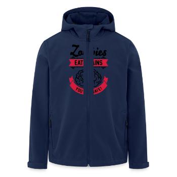 Zombies eat Brains you are safe! - Men’s Recycled Softshell Jacket by Stanley/Stella - navy - Front - AI Model Male 185 light (185cm)