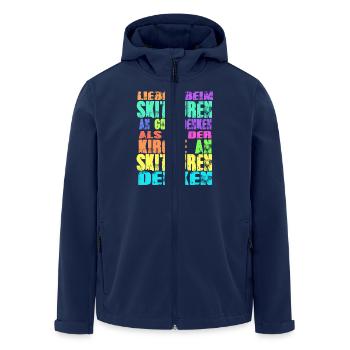 Skitouren Kirche - Recycelte Männer Softshell-Jacke von Stanley/Stella - Navy - Vorne - AI Model Male 185 light (185cm)