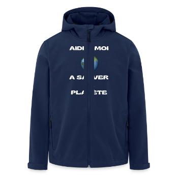 Aidez moi à Sauver la planète - Veste softshell homme en polyester recyclé Stanley/Stella - marine - Devant - AI Model Male 185 light (185cm)