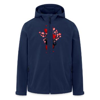 Black cat and hearts - Men’s Recycled Softshell Jacket by Stanley/Stella - navy - Front - AI Model Male 185 light (185cm)