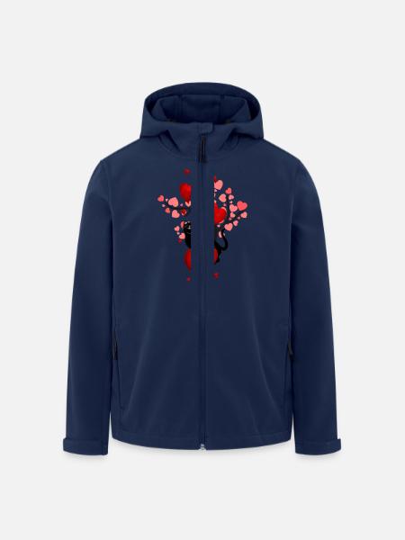 Black cat and hearts - Men’s Recycled Softshell Jacket by Stanley/Stella - navy
