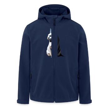 Chat gris profil origami, - Veste softshell homme en polyester recyclé Stanley/Stella - marine - Devant - AI Model Male 185 light (185cm)