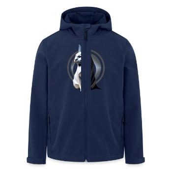 Graue Katze im Origami-Stil - Recycelte Männer Softshell-Jacke von Stanley/Stella - Navy - Vorne - AI Model Male 185 light (185cm)
