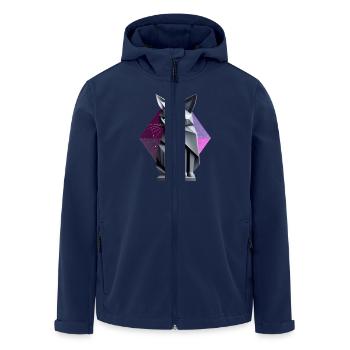 Graue Katze Origami Stil Vorderseite - Recycelte Männer Softshell-Jacke von Stanley/Stella - Navy - Vorne - AI Model Male 185 light (185cm)