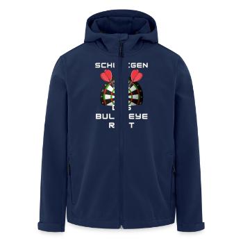 Schweigen das Bullseye ruft - Darts WM - Recycelte Männer Softshell-Jacke von Stanley/Stella - Navy - Vorne - AI Model Male 185 light (185cm)