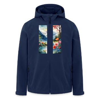 Berglandschaft - Recycelte Männer Softshell-Jacke von Stanley/Stella - Navy - Vorne - AI Model Male 185 light (185cm)