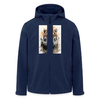 Tiger in Aquarell - Recycelte Männer Softshell-Jacke von Stanley/Stella - Navy - Vorne - AI Model Male 185 light (185cm)