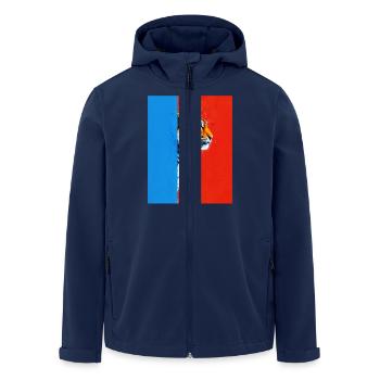 Tiger auf buntem Hintergrund - Recycelte Männer Softshell-Jacke von Stanley/Stella - Navy - Vorne - AI Model Male 185 light (185cm)