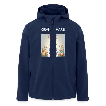 Cadeau de Pâques GRANDPA BUNNY - Veste softshell homme en polyester recyclé Stanley/Stella - marine - Devant - AI Model Male 185 light (185cm)
