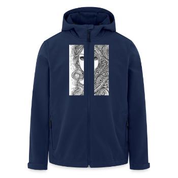 Portrait abstrait - Veste softshell homme en polyester recyclé Stanley/Stella - marine - Devant - AI Model Male 185 light (185cm)