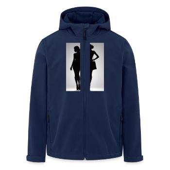 Silhouettes of two people in dresses - Men’s Recycled Softshell Jacket by Stanley/Stella - navy - Front - AI Model Male 185 light (185cm)