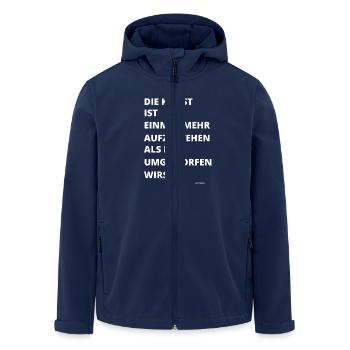 Motivierendes Zitat - Recycelte Männer Softshell-Jacke von Stanley/Stella - Navy - Vorne - AI Model Male 185 light (185cm)
