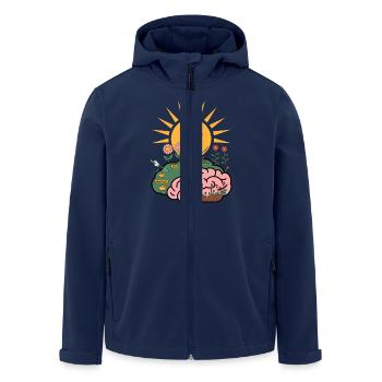 Cultivating Joy and Gratitude - Mindful Brain - Men’s Recycled Softshell Jacket by Stanley/Stella - navy - Front - AI Model Male 185 light (185cm)