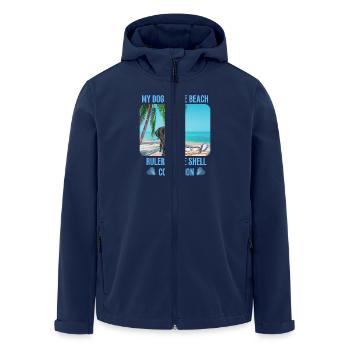 My dog on the beach - Men’s Recycled Softshell Jacket by Stanley/Stella - navy - Front - AI Model Male 185 light (185cm)