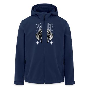 Warning Hund Dackel Geschenk - Recycelte Männer Softshell-Jacke von Stanley/Stella - Navy - Vorne - AI Model Male 185 light (185cm)