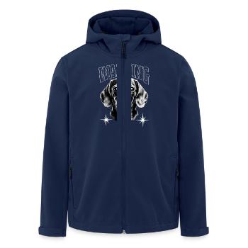 Warning Hunde Dackel Geschenk - Recycelte Männer Softshell-Jacke von Stanley/Stella - Navy - Vorne - AI Model Male 185 light (185cm)