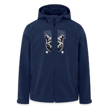 Warning Katze Mieze Geschenk - Recycelte Männer Softshell-Jacke von Stanley/Stella - Navy - Vorne - AI Model Male 185 light (185cm)