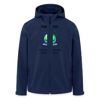 Eco-friendly Kawaii Plant T-shirt - Turn off the light - Men’s Recycled Softshell Jacket by Stanley/Stella - navy - Front - AI Model Male 185 light (185cm)