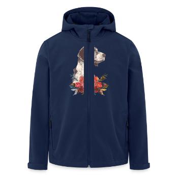 Dog and flowers - Men’s Recycled Softshell Jacket by Stanley/Stella - navy - Front - AI Model Male 185 light (185cm)