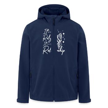 It's not a religion it's a relationship - Recycelte Männer Softshell-Jacke von Stanley/Stella - Navy - Vorne - AI Model Male 185 light (185cm)